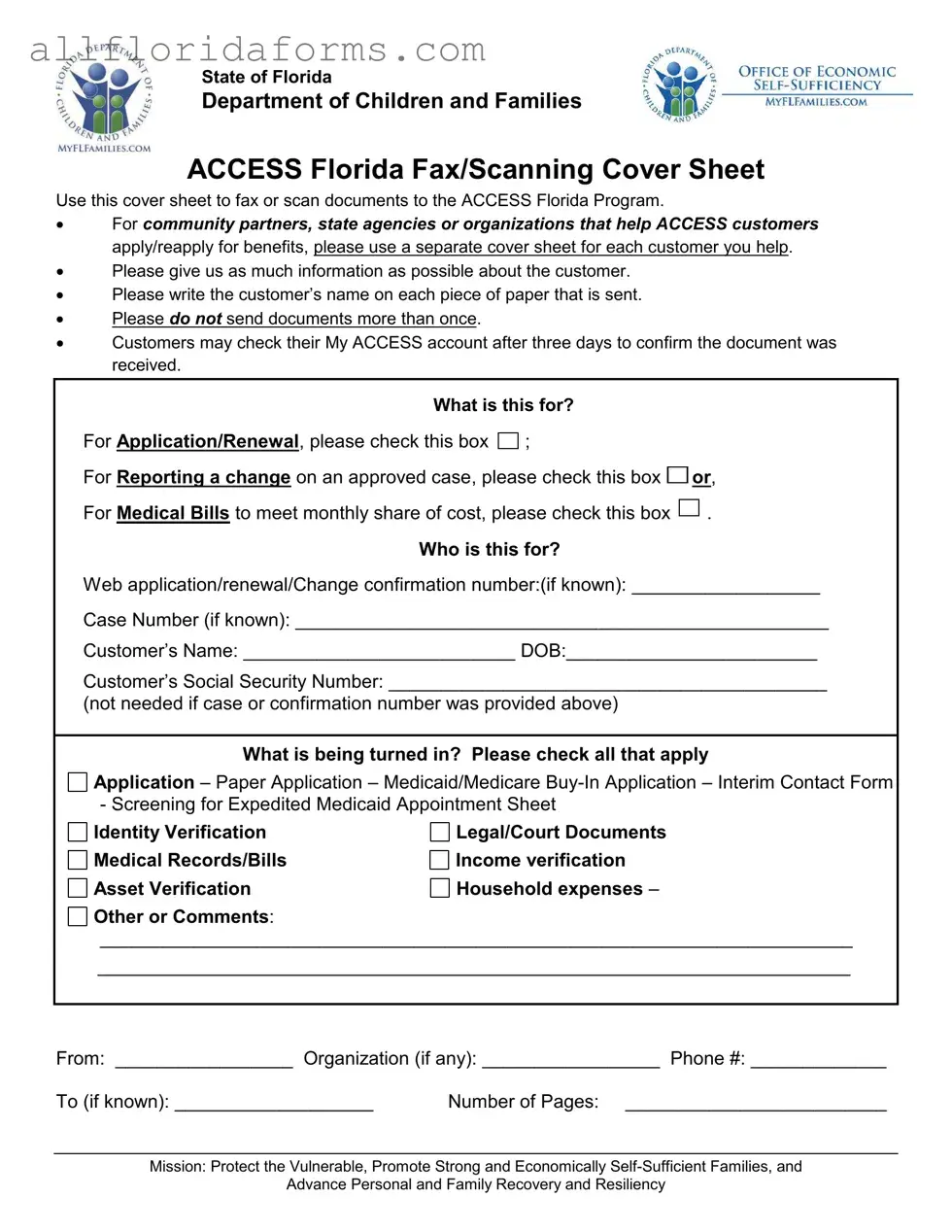 Access Florida Fax Form in PDF