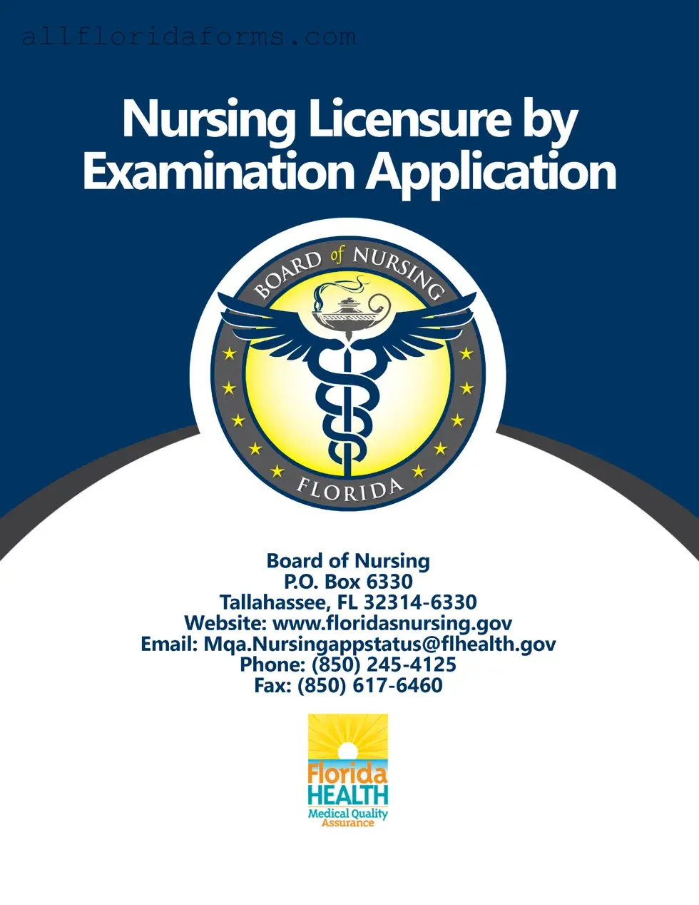 Florida Board Nursing Application Form in PDF