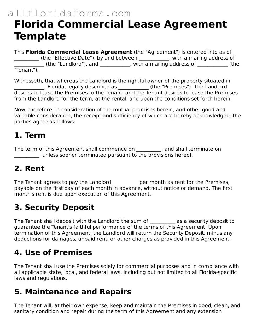 Attorney-Approved  Commercial Lease Agreement Template for Florida
