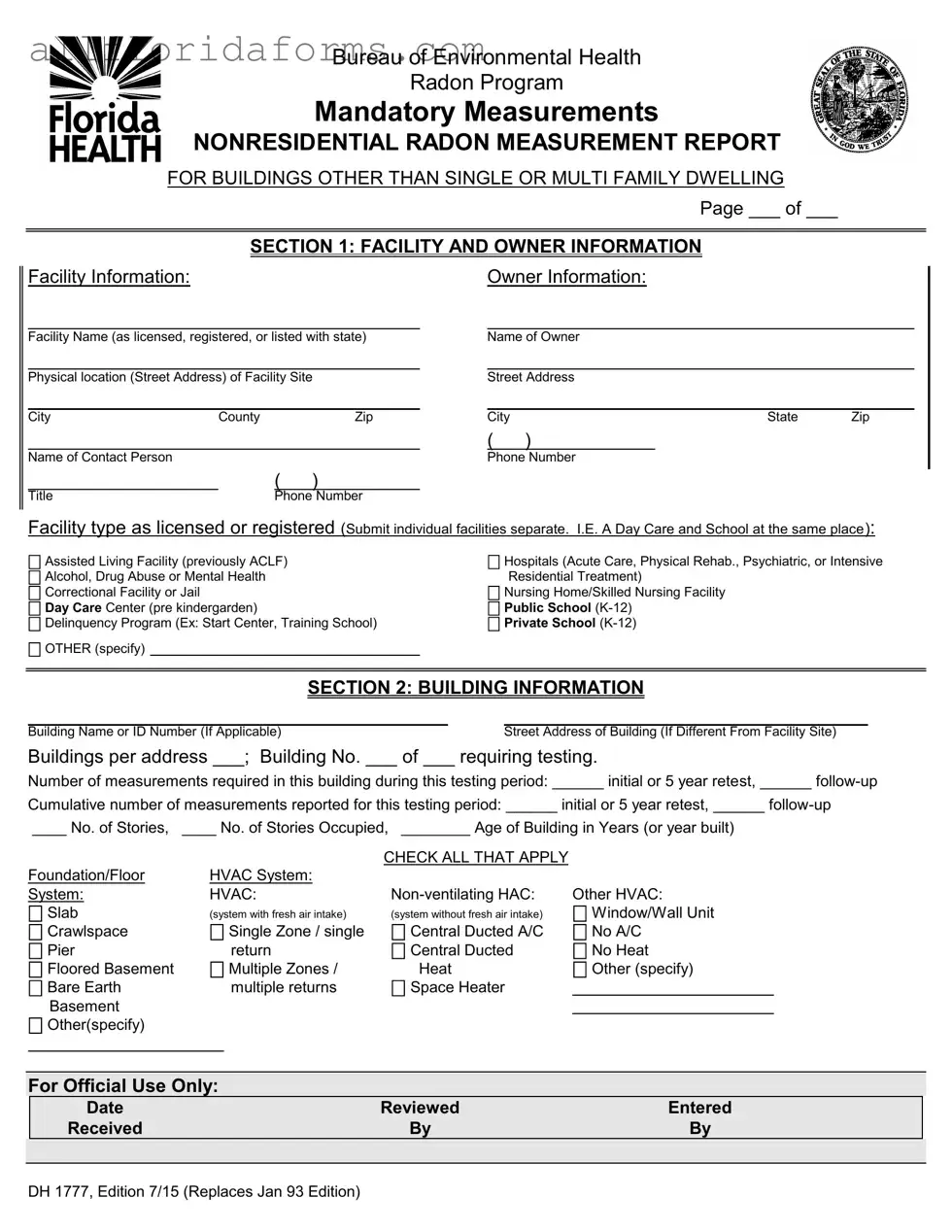 Florida Dh 1777 Form in PDF