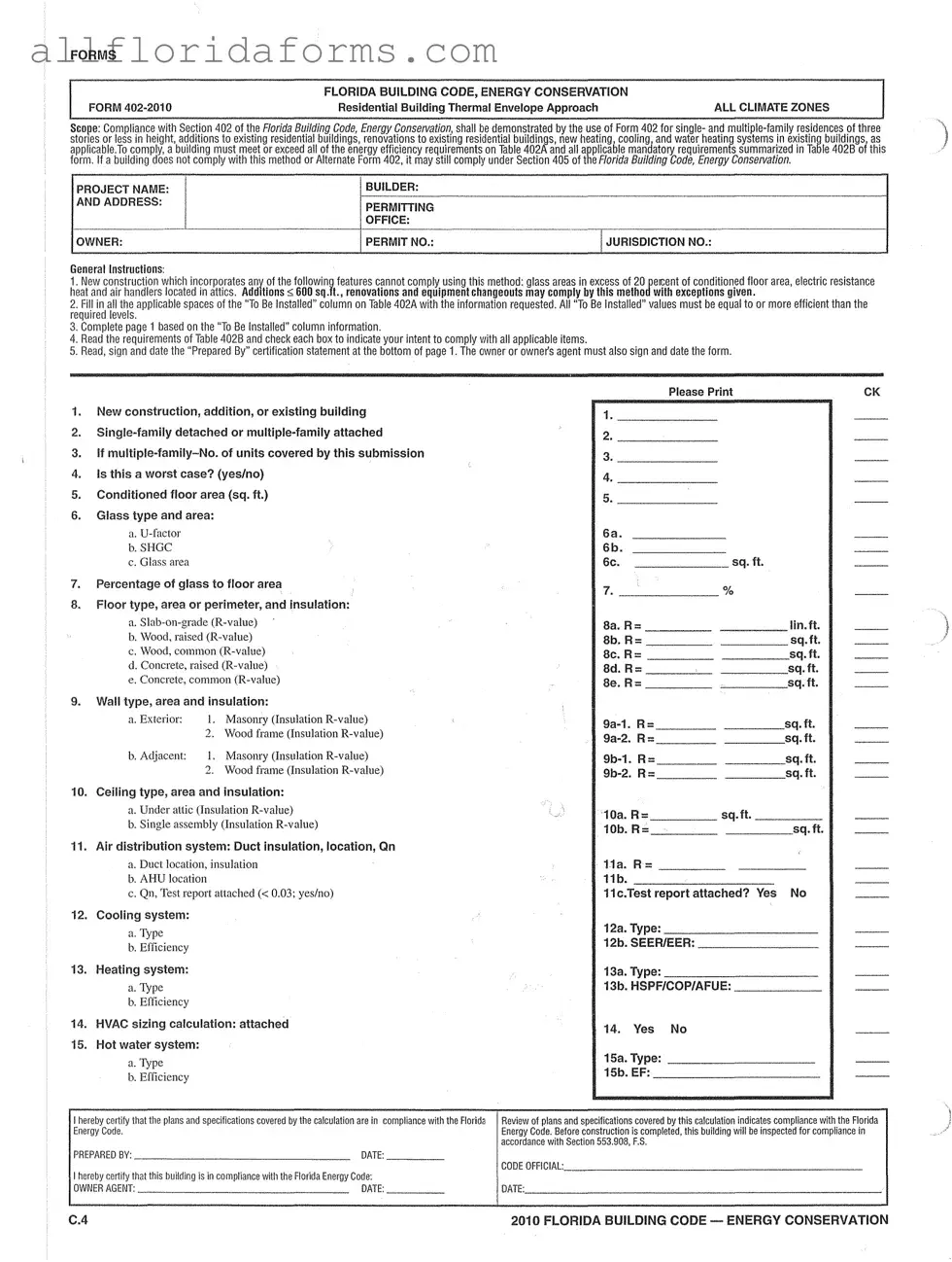 Florida Energy Form in PDF
