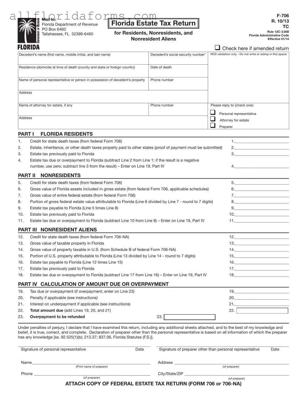 Florida F 706 Form in PDF
