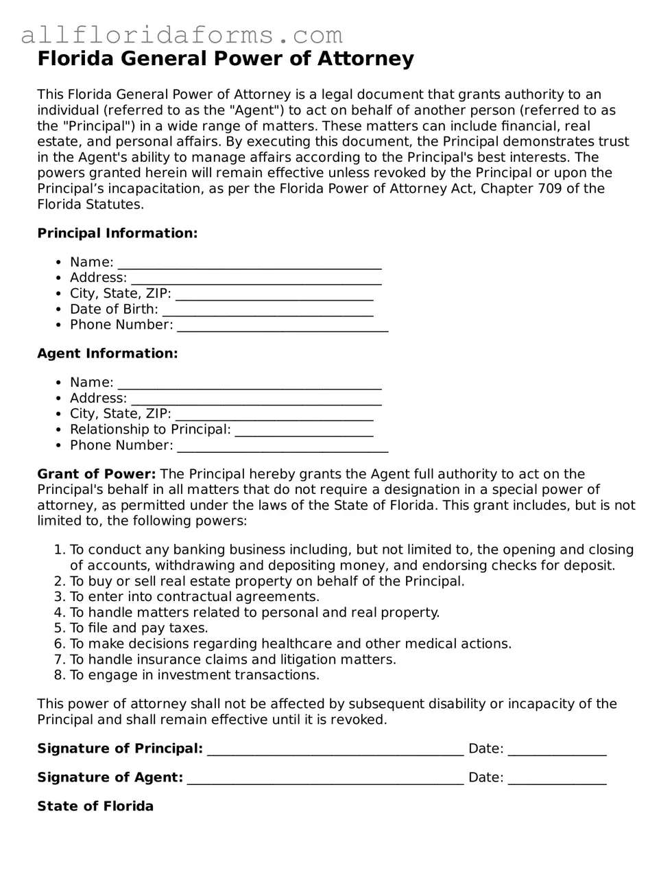 Attorney-Approved  General Power of Attorney Template for Florida