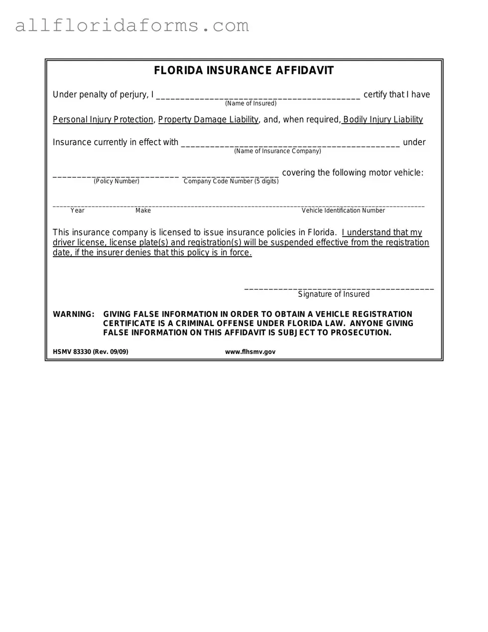 Florida Hsmv 83330 Form in PDF