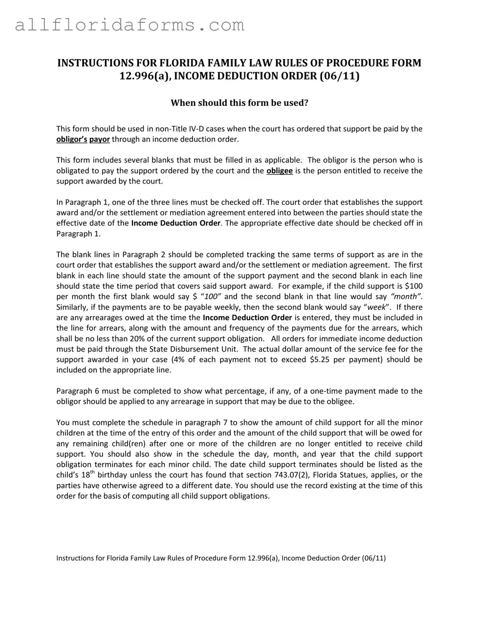 Florida Order Form in PDF