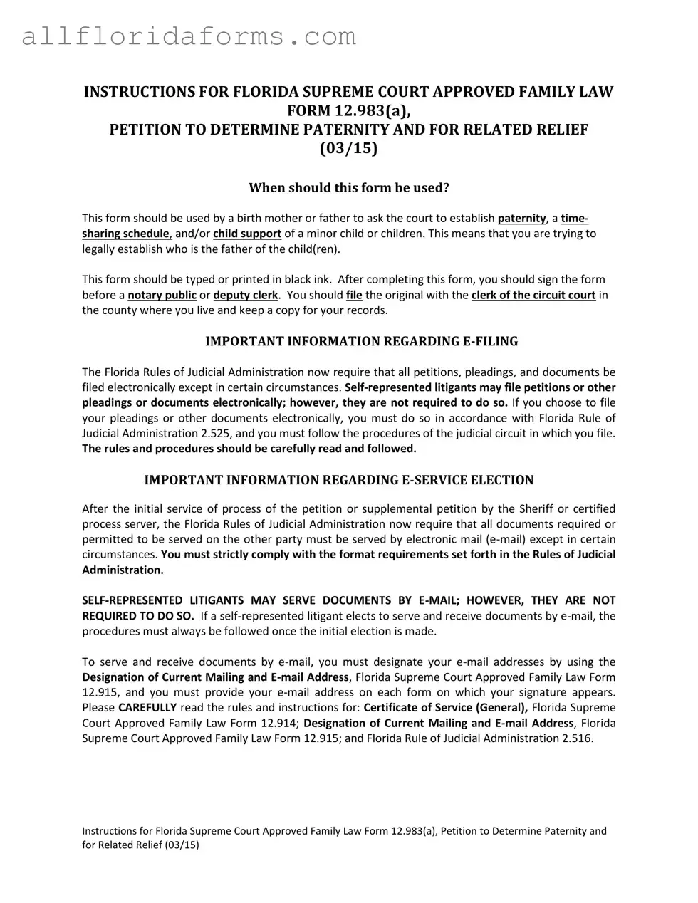 Florida Petitioner Form in PDF