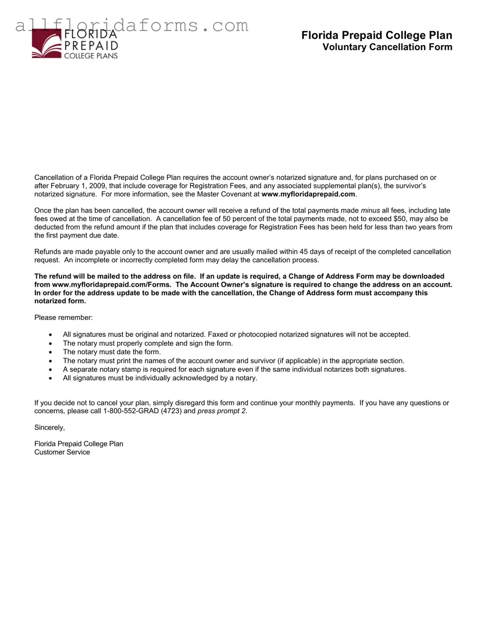 Florida Prepaid College Form in PDF