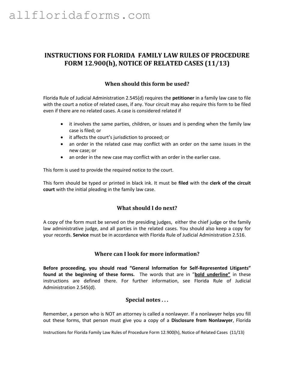 Florida Procedure Form in PDF