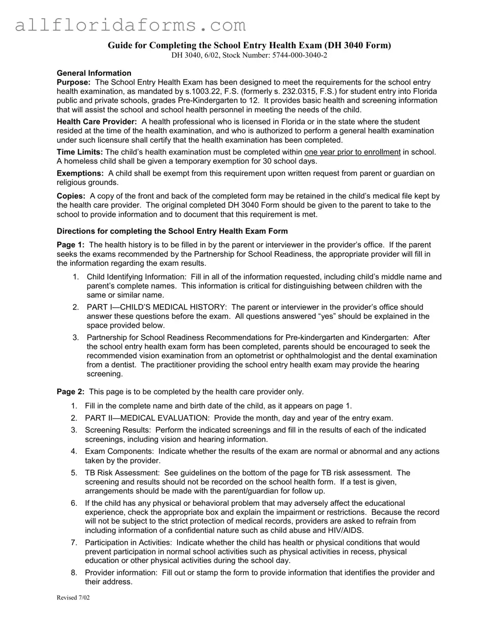 Health For Florida Form in PDF