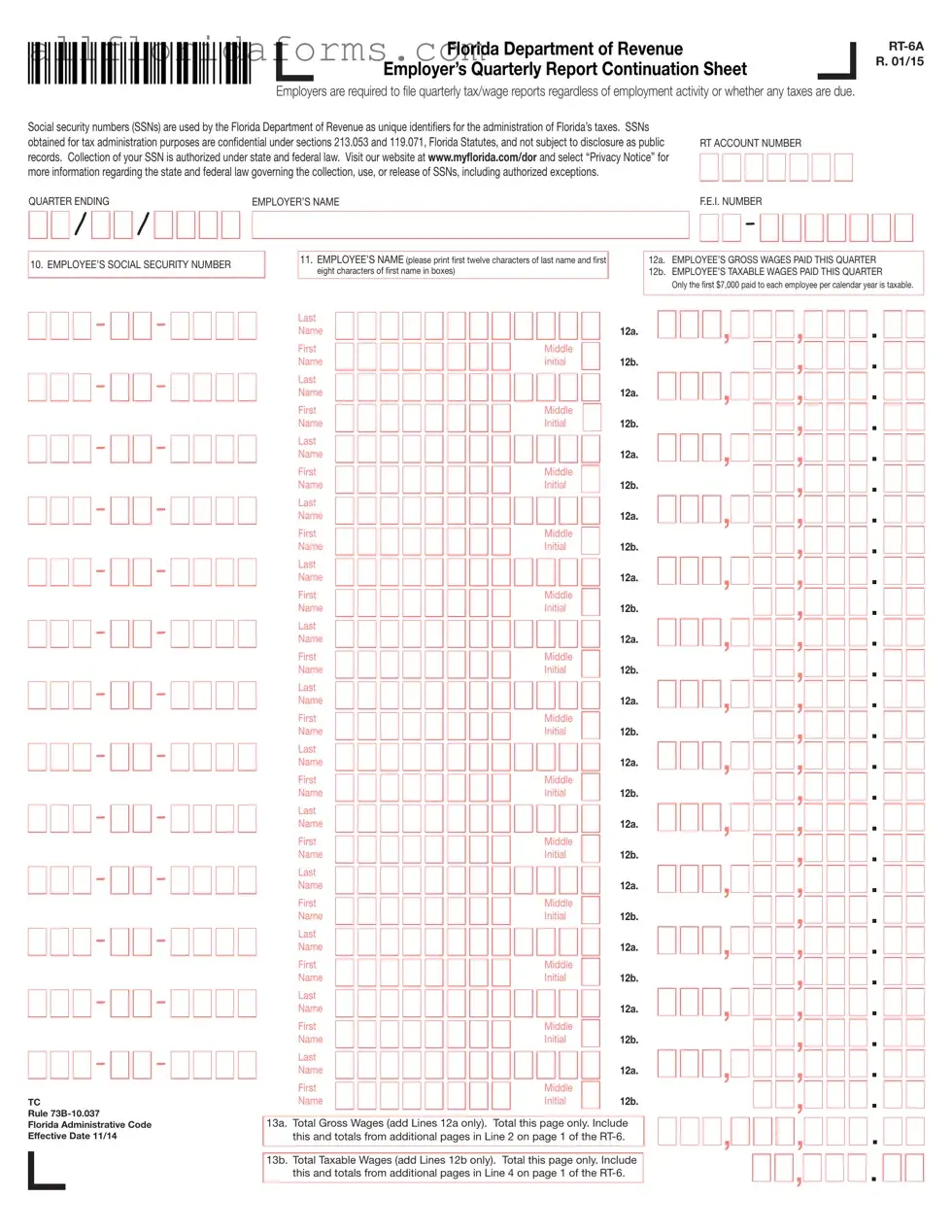 Rt 6A Florida Form in PDF