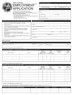 Employment Application Florida Form in PDF