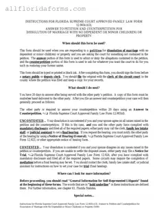 Florida Answer to Petition and Counterpetition for Dissolution of Marriage Form in PDF