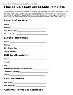 Attorney-Approved  Golf Cart Bill of Sale Template for Florida