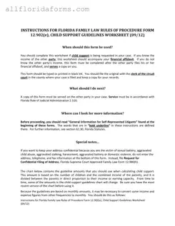 Florida Child Support Calculator Form in PDF