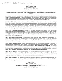 Florida Complaint Form in PDF