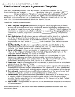 Attorney-Approved  Non-compete Agreement Template for Florida