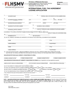 Florida Ifta Application Form in PDF