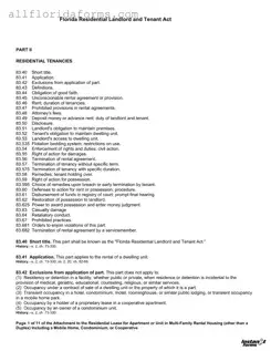Florida Landlord Tenant Act Form in PDF