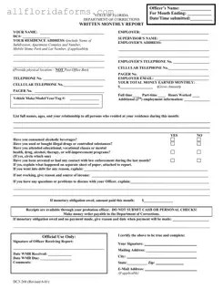 Florida Monthly Report Form in PDF