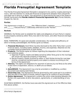 Attorney-Approved  Prenuptial Agreement Template for Florida