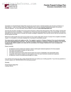 Florida Prepaid College Form in PDF