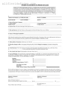 Florida Proof Loss Form in PDF