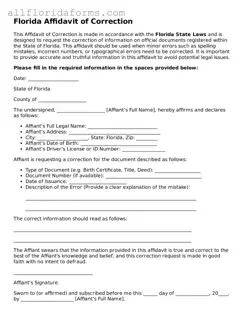 Attorney-Approved  Affidavit of Correction Template for Florida