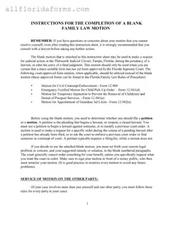 Motion Florida Form in PDF