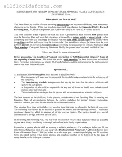 Parenting Plan Examples Florida Form in PDF